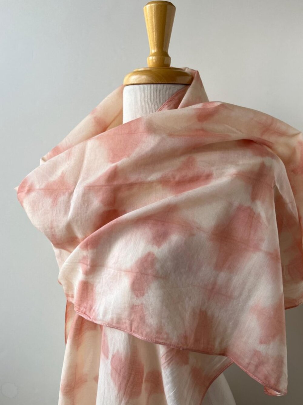 Silk and Cotton Hand Dyed Artist Made Scarf, Neutral Tone, Lightweight